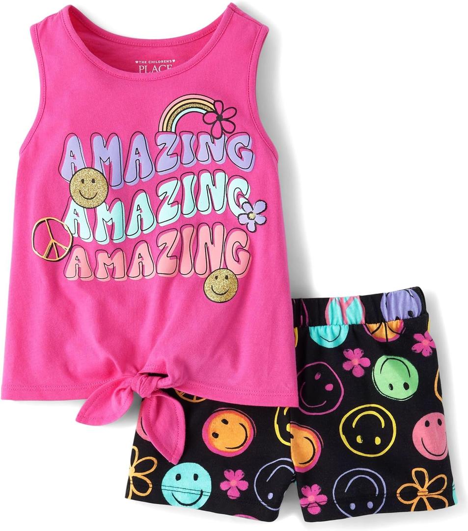 The Children's Place baby-girls And Toddler Sleeveless Tank Top and Shorts 2- Piece Outfit Set (4T, Amazing)