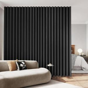 180 inch Wide Room Divider Blackout Curtains with Hook, Extra Wide Thermal Insulated Drapes for Living Room, Bedroom, Sliding Door, Large Windows Black(1 Panel, 15ft x 8" H)