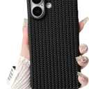 NITITOP Compatible for iPhone 16 Case Cute for Women Girls Woven Pattern Braid Design Solid Color Soft Silicone Shockproof Cover - Black