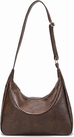 JOLLQUE Crossbody Bags for Women, Soft Foldable Vegan Leather Shoulder Handbag, Autumn Winter Slouchy Handbag Purses