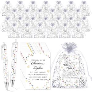Ireer 50 Sets Christmas Office Gifts for Coworkers, Coworkers Are Like Christmas Light Theme Ballpoint Pens with Greeting Cards and Snowflake Organza Bags Appreciation Gifts for Office Team Members