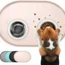 Conlun Dog Food Mat,1/2 Inch Raised Edges Cat Feeding Mat,BPA-Free Silicone Pet Food Mats for Floor Waterproof,Rubber Dog Placemats for Food and Water Bowls(Natural Tan,32"x20")