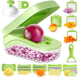 Vegetable Chopper,Onion Chopper, 17 in 1 Professional Mandoline Slicer for Kitchen,Multifunctional Food Chopper,Cheese Grater,Veggie Chopper with Container - Kitchen Gadgets - Home Essentials