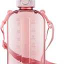 24 oz Flat Water Bottle Travel Flask Portable BPA Free Square Water Bottle Leakproof Large Water Bottles for Bag Travel Sports(Pink)