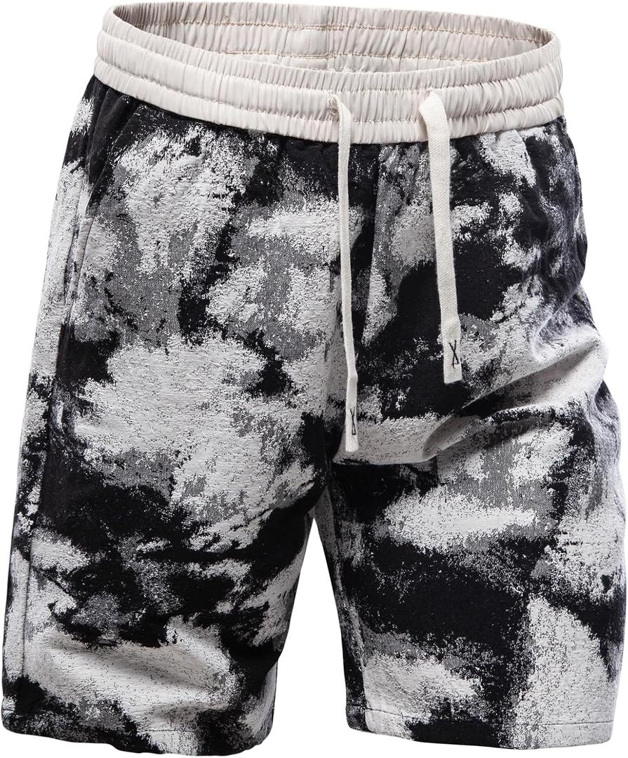 Mylldey Mens Shorts Casual Relaxed Fit Men's Walk Elastic Waist Drawstring Flat Front Shorts (Black, XL)