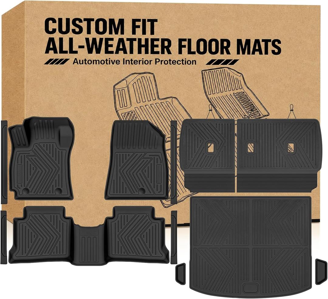 Bingoliner Floor Mats for 2027 Kia Seltos (Cargo Mat in Upper Position) | Trunk Mat and Backrest Mats & Door Sill Guard All Weather TPE Protector Odorless Full Set Interior Accessories Floor Liners