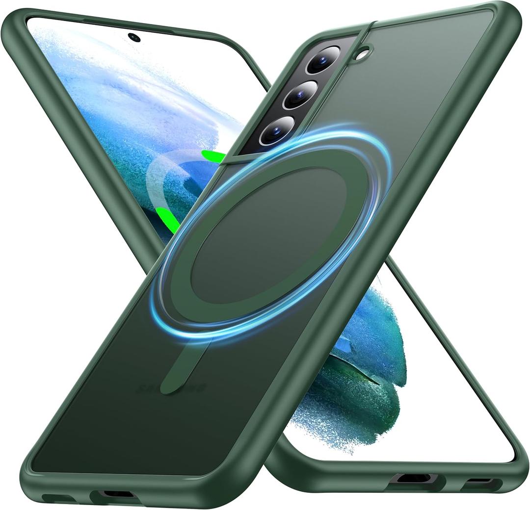 [NO.1 Magnetic for Samsung Galaxy S21 Case with MagSafe[Military Grade Drop Tested][Translucent Matte][Anti-Fingerprint] Soft Silicone Bumper for Samsung Galaxy S21 Phone Case Slim,Green