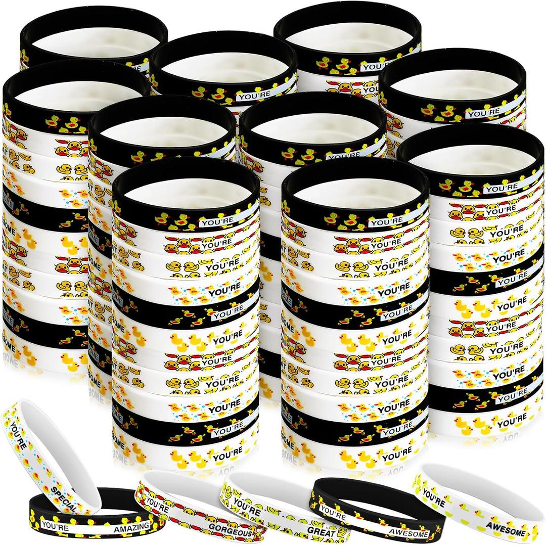 Poen 120 Pcs Duck Silicone Bracelets Bulk White and Black Duck Rubber Wristband Decoration for Summer Birthday Party Favor Supplies Baby Shower Gifts Poen 120 Pcs Duck Silicone Bracelets Bulk White and Black Duck Rubber Wristband Decoration for Summer Birthday Party Favor Supplies Baby Shower Gifts
