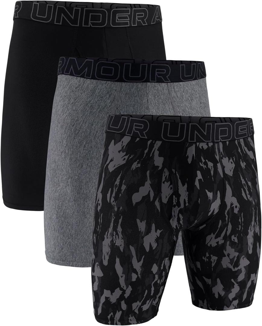 Under Armour Men's Tech Mesh 9" Underwear (X-Large, Castlerock Print - Core 3 Pack)