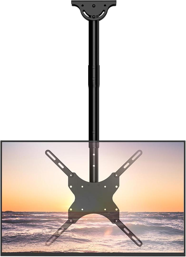 WALI TV Ceiling Mount Adjustable Bracket Fits Most LED, LCD, OLED and Plasma Flat Screen Display 26 to 65 Inch, up to 110 Lbs, Mounting Holes 400x400mm (CM2665), Black