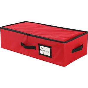 Sattiyrch Christmas Ornament Storage Box,Box Contributes Slots for 64 Holiday Ornaments 3-Inch Underbed Storage (Red)