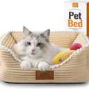 Rectangle Cat Dog Bed for Large Medium Small Pets Indoor Outdoor Machine Washable Sleeping Sofa Non-Slip Bottom Soft Puppy Bed Durable Orthopedic Calming Pet Cuddler (Small, Coffee)