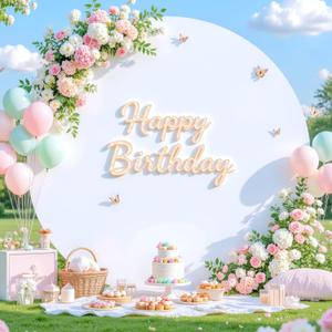 6.6 FT White Round Backdrop Cover for Circle Balloon Arch Stand Stretchy Circle Arch Backdrop Covers for Wedding Arch Baby Shower Birthday Party Photo Shoot Photography Arch Background Decorations