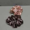 Kitsch Satin Hair Scrunchies for Women, Softer Than Silk Scrunchies for Hair - No Damage Satin Hair Ties, Ponytail Holders, 2pc (Blush/Charcoal) (2 Count (Pack of 1))