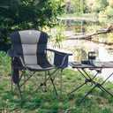 LET'S CAMP Folding Camping Chair Oversized Heavy Duty Padded Outdoor Chair, Twin Pack (Navy Blue)