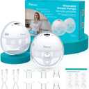 Paruu Hands Free Breast Pump P16, Wearable Breast Pump Electirc Portable with 4 Modes & 12 Levels, Max 309mmHg Strong Suction 19/21/24mm Flange Inserts Wearable Breastfeeding Pump, 2 Pack White