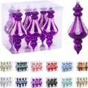 RoseCraft Christmas Ornaments Set, 5.9Inch Plastic Shatterproof Christmas Ball Hanging Ornaments for Xmas Tree Decorations, for Indoor Home Thanksgiving Halloween Party Decor - 6Pcs / Purple.