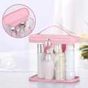 Heavy Duty Leak Proof Clear Travel Bags for Toiletries, Transparent Makeup Cosmetic Bag with Zipper and Handle (Large, 1PCS Pink) 