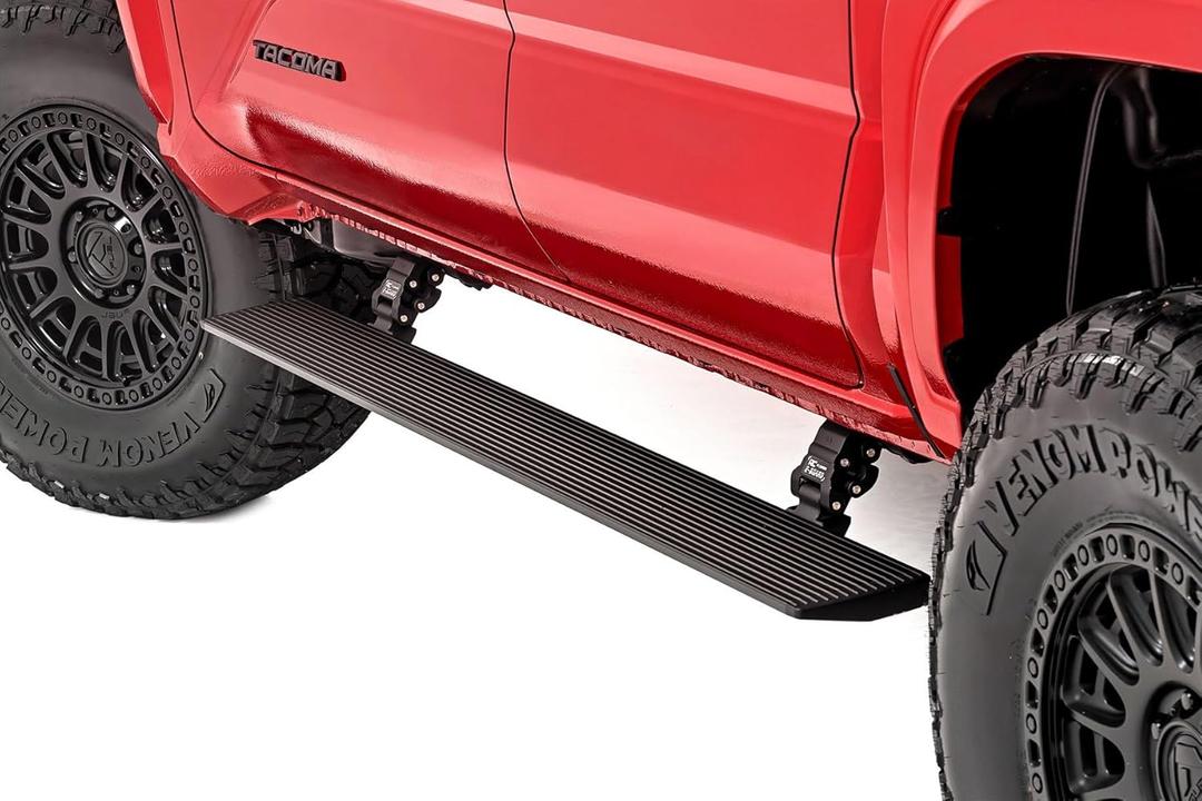 Rough Country Power Running Boards with LED Step Lights for Toyota Tacoma (2024-2025) Double Cab- Dual Motor Electric Powerstep Board & Retractable Truck Steps