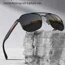 LUENX Aviator Sunglasses for Men Square Polarized Polygon Lens - UV 400 Protection with Accessories 61MM Driving Outdoor (Black)