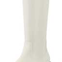 Shoe'N Tale Women's Knee High Boots Block Low Heel Square Toe with Side Zipper Fall and Winter Fashion Comfortable Boots (7, White)