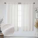 OWENIE Bob Natural Curtains 63 Inch Length 2 Panels Set for Living Room Bedroom, Light Filtering Faux Linen Textured Soft Window Curtain, Airy Rod Pocket cortinas para cuarto, 40Wx63L Inches, 2 Pcs
