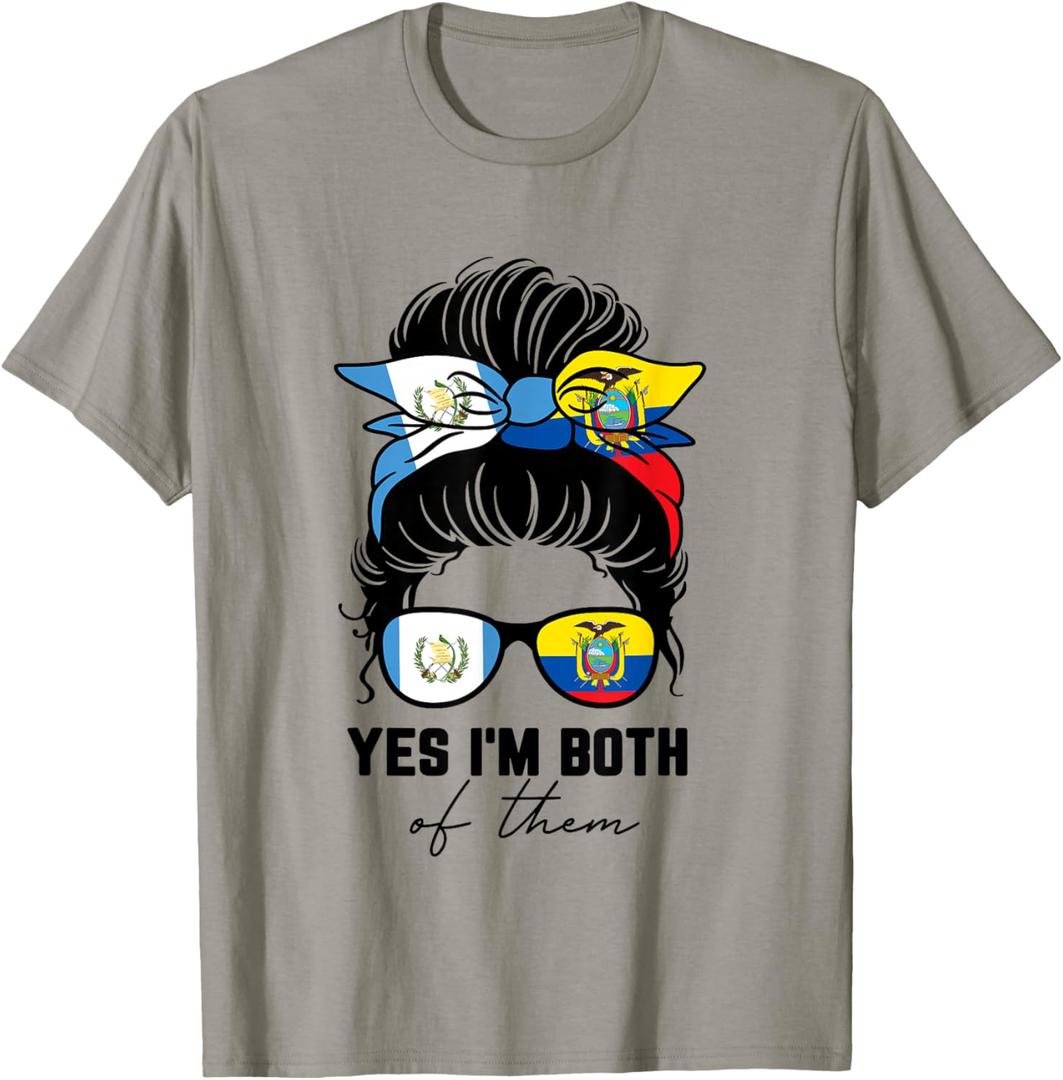 Half Guatemalan Half Ecuadorian Girl Guatemala Ecuador Flag T-Shirt, S