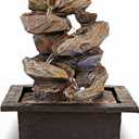 Father'sDen Collection 11-inch Waterfall Fountain Indoor - Tabletop Water Fountain - Indoor Fountains and Waterfalls with Soothing Sounds & In-Pot LED Light Enhancement