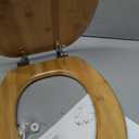 Elongated Bamboo Toilet Seat with Zinc Alloy Hinges, Easy to Install also Easy to Clean, Natural Bamboo, Light, 18.5-inch