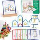 Montessori STEM Puzzle Toy for Kids Ages 3-6  Wooden Educational Manipulative for Fine Motor Skills, Shape & Color Matching, Creative Building Activity Set for Preschool & Kindergarten (Style2)