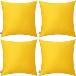 4-Pack 100% Cotton Comfortable Solid Decorative Throw Pillow Case,Thmyo Square Cushion Cover Pillowcase Sublimation Blank Pillow Covers DIY Throw Pillowcase for Couch Sofa(18x18 inch/ 45x45cm,Yellow)