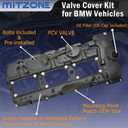 MITZONE N55 Engine Valve Cover with Gasket Bolts Kit & Oil Cap for BMW 2010-2017 335i 535i 2011-2019 X5 X3 X6 2013-2015 740i 740Li 3.0L Part# 11127570292
