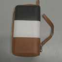 Moflycom Womens Wallet RFID Blocking Genuine Leather Multi Credit Card Large Capacity Zip Around Clutch Travel Purse Wristlet (Brown/White/Black)