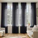 MIULEE Black Sheer Curtains 96 Inches Long, 4 Panels Set, Light Filtering Halloween Rod Pocket Voile Drapes for Living Room and Bedroom, Airy Soft Fabric Window Treatments, 42 x 96 Inches