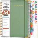 4 x 2026 Planner, Weekly and Monthly Calendar Planner from January 2026 - December 2026, 8.5" x 11" Hardcover Leather Hourly Appointment Book with Tabs, Spiral Daily Planners for School Work Home, Green