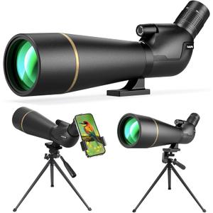 Spotting Scope 25-75x85 with Phone Adapter, Tripod & Carrying Bag -Fully Multi-Coated Optics,BAK4 High Definition Waterproof Spotter Scope for Birding, Wildlife Viewing, Outdoor Observation,Black