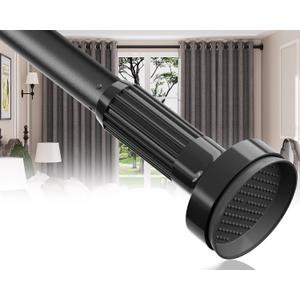 KASURE Tension Curtain Rod 45 to 160 Inch Shower Curtain Rod NO Drilling Extra Long Tension Rod Easy to install Shower Rod for Bathroom Heavy Duty Outdoor Curtain Rods for Windows Black