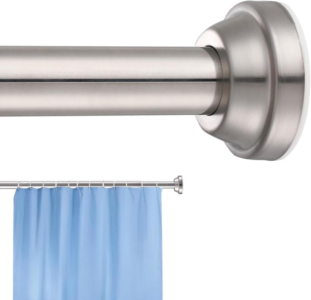 Shower Curtain Rod Adjustable Brushed Nickel Spring Tension Stainless Steel Telescoping Rod No Drilling Rods for Bathroom Closet Windows No Drilling No Slip No Rust 30 to 76 Inch (30-76")