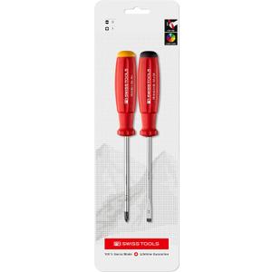 PB Swiss Tools - SwissGrip Screwdriver Set for Slotted size 3 and Phillips Screws size 1, Model #8261.CN, Set of Two Screwdrivers, Screwdrivers