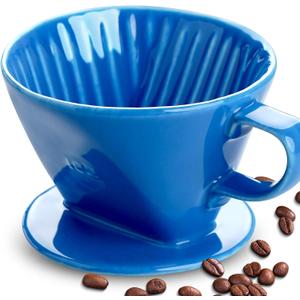 hailanbao Handmade Pour Over Ceramic Coffee Dripper - Authentic Brewing Experience for Camping, Office, and Home (Blue)