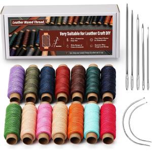 0.55 mm Round Waxed Thread, 14 Colors 76 Yards Spool Wax Coated String, Leather Sewing Waxed Thread for Sewing, Stitching, Beading, Bookbinding, Bracelet, Braiding