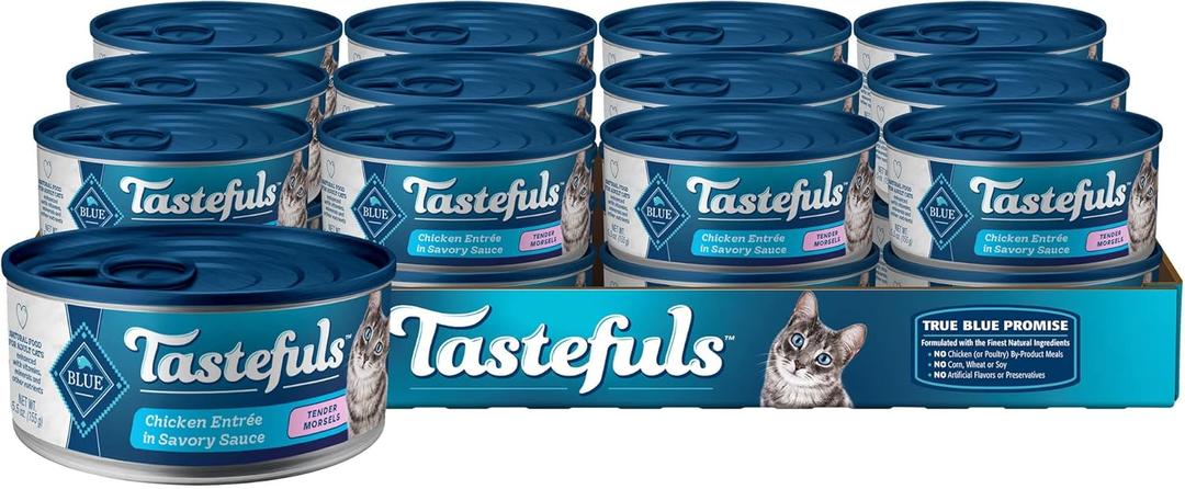 Blue Buffalo Tastefuls Natural Tender Morsels Wet Cat Food, Chicken Entre 5.5-oz cans (Pack of 24)