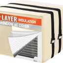 Air Conditioner Covers for Outside to Protect AC and Winter Insulation, Waterproof & Snowproof Window AC Covers for Outside with 3 Layers Insulation - 27.5" W x 18.5" H x 22.5" D - Beige