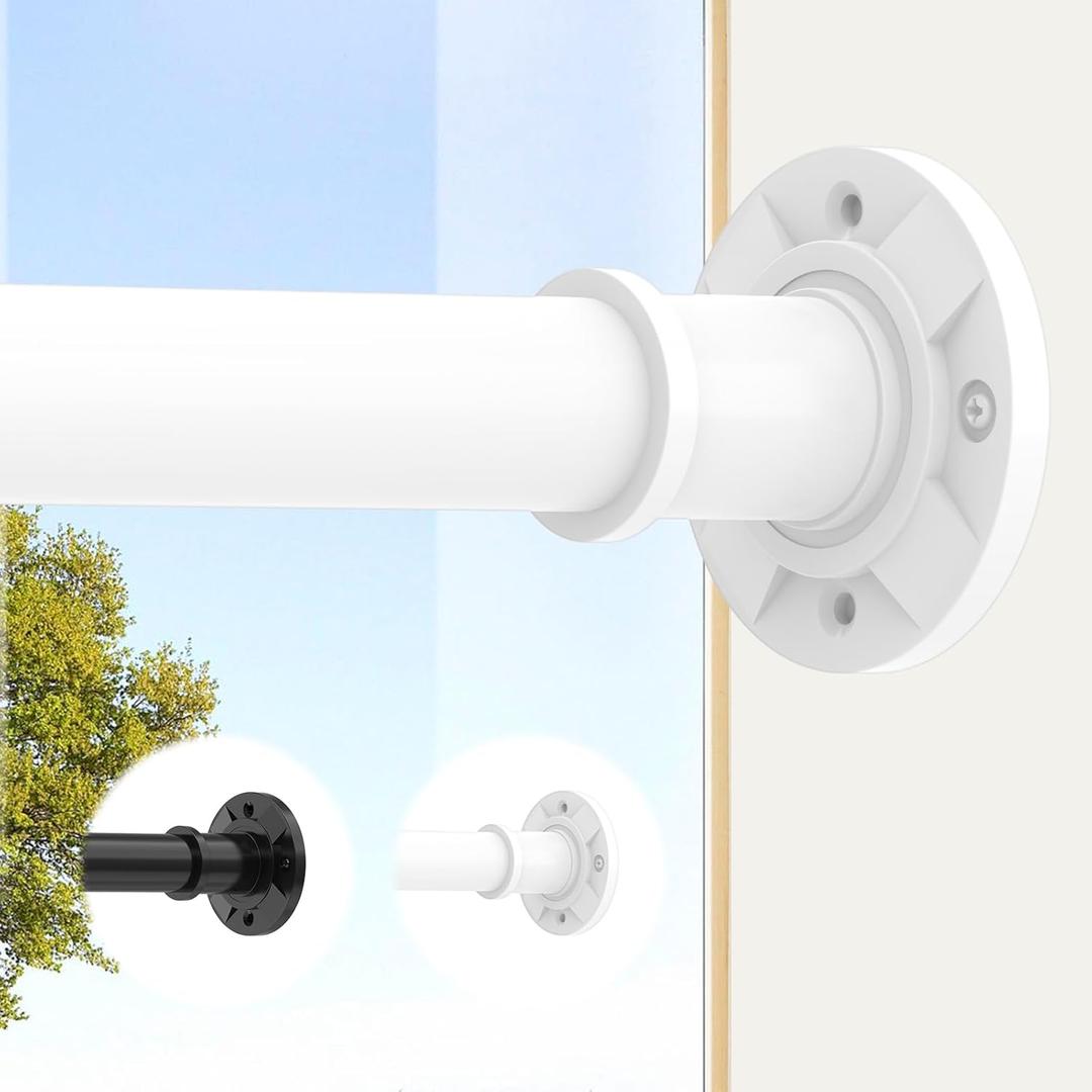 Outdoor Curtain Rod 31-144 inch Adjustable Long Spring White Shower Tension Curtain Rod Extra Long Outdoor Rods for Patio Bathroom Windows No Drilling, No Rust
