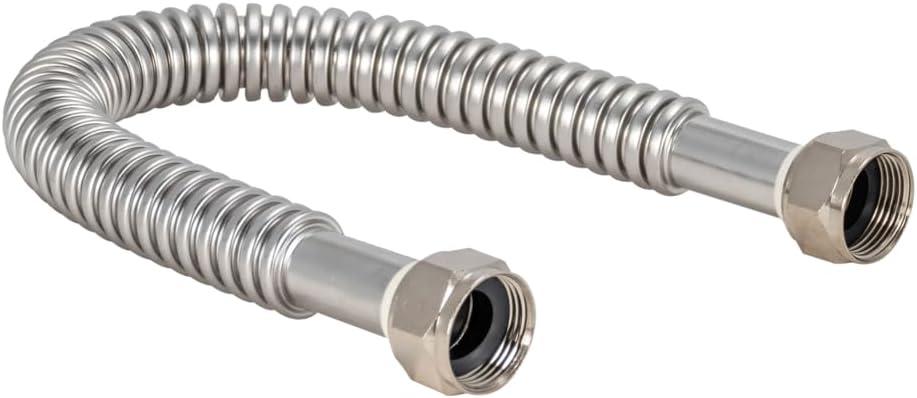 Eastman 18 Inch WaterFlex Water Heater Connector, 3/4 Inch FIP x 3/4 Inch FIP, Stainless Steel Corrugated Water Heater Supply Line