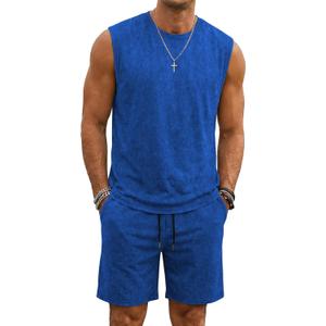 JMIERR Men's Vintage Acid Wash Two Piece Set Tank Top and Shorts