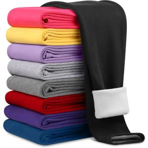 Resinta Girls Winter Fleece Lined Leggings Cotton Thick Thermal Tights Kids Soft Stretchy Pants Full Length (8-10 Years, Black)