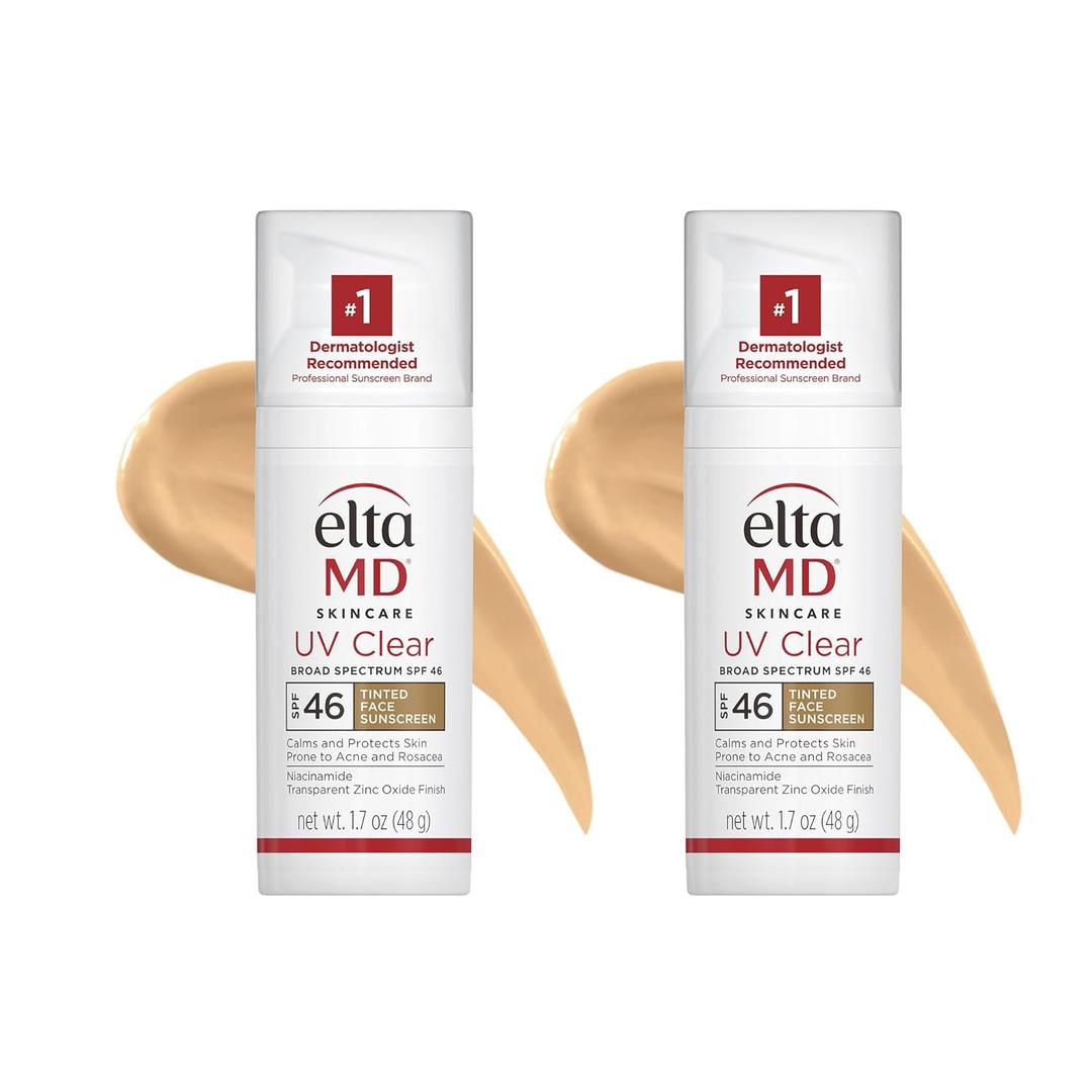 EltaMD UV Clear Tinted Face Sunscreen, SPF 46 Oil- Free Tinted Sunscreen with Zinc Oxide, Dermatologist Recommended Sunscreen, 1.7 oz Pump (Tinted (Pack of 2))