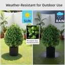QCQHDU Artificial Boxwood Topiary Ball Bush for Outdoor, 26.8" Fake Trees Evergreen Plants with Ground Spike,UV Resistant Faux Greenery Shrubs for Indoor,Garden,Yard,Front Porch,Patio Decor,Set of 2