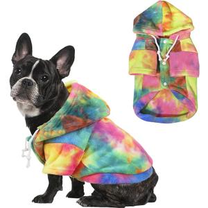 Tie Dye Dog Hoodie, Winter Coat for Small Dogs - Ultra-Soft Adjustable Warm Hood, Breathable Comfort Fabric for Daily Use Small
